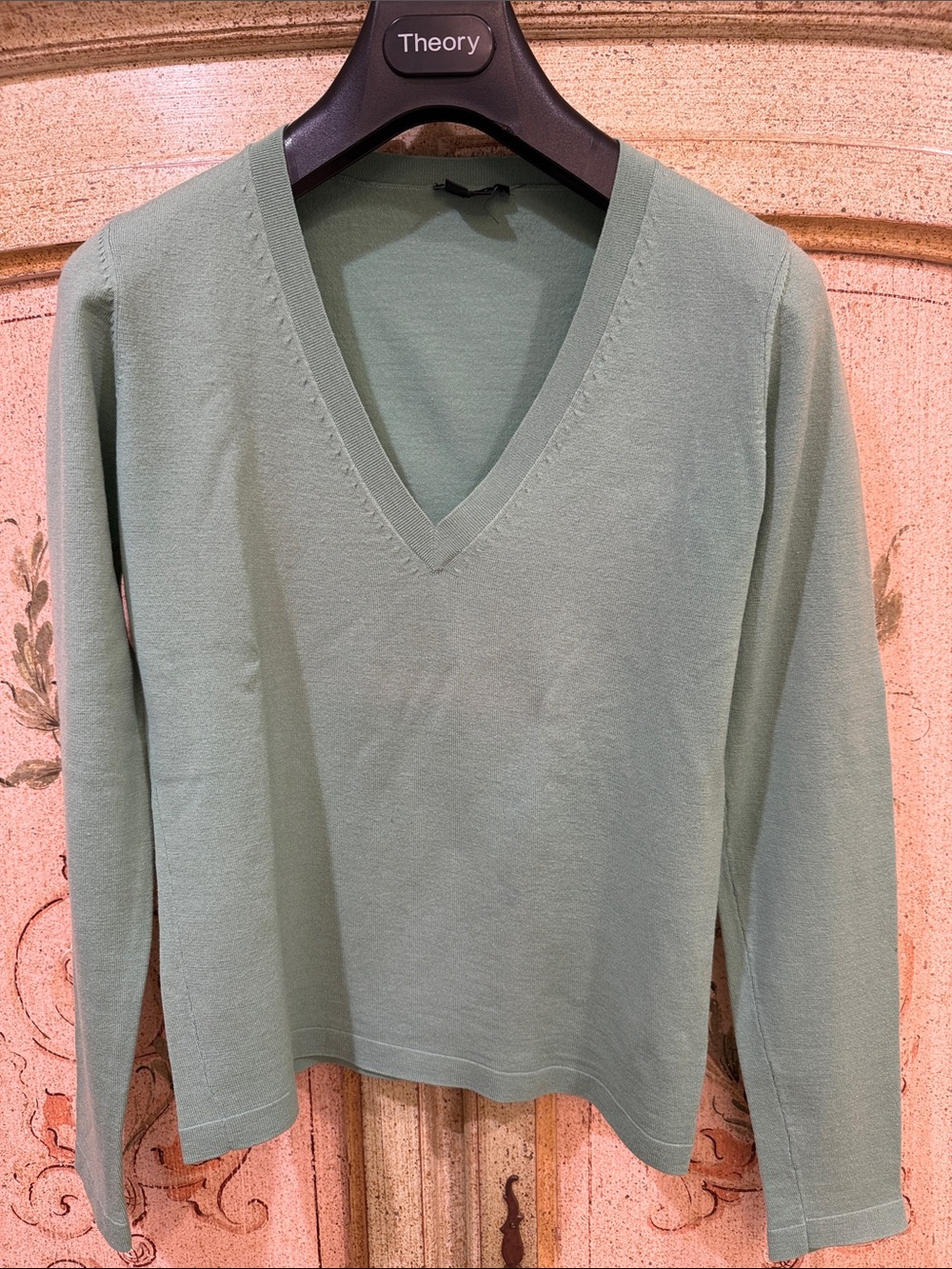 Theory Light Mint V-Neck Pullover